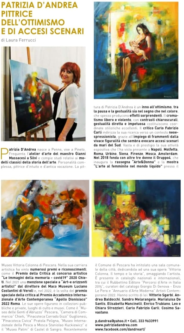 Articolo di Magazine Teramo dedicato alla pittrice Patrizia D’Andrea