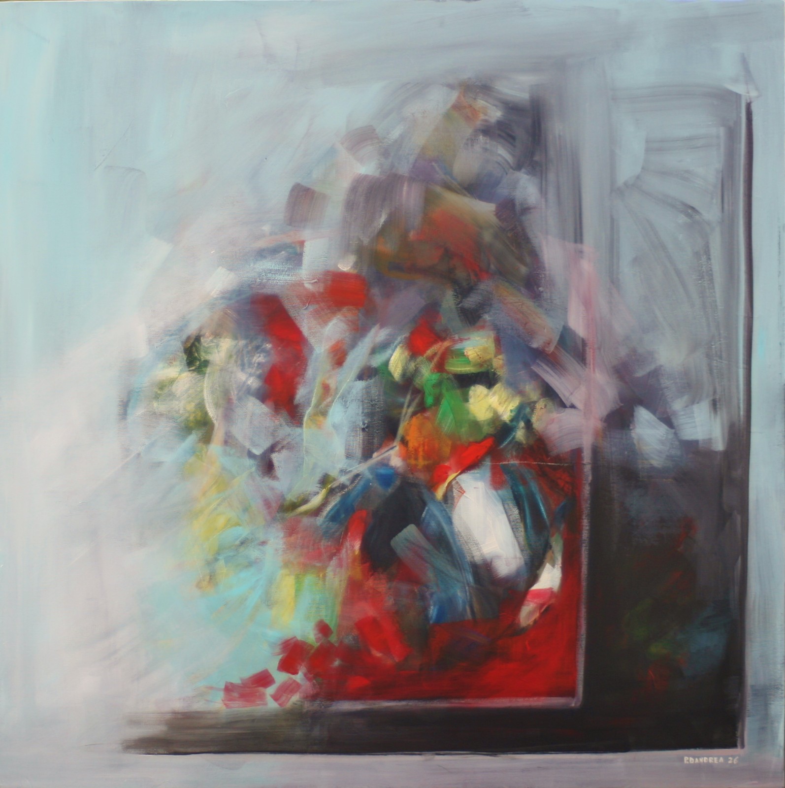 Riflesso narrativo 2026 tecnica mista, 100x100 (Opere sito)